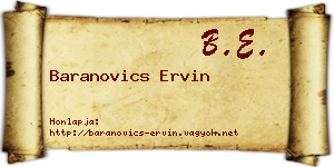 Baranovics Ervin névjegykártya